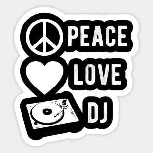 DJ Turntable - Peace Love DJ Record Music Gift Sticker